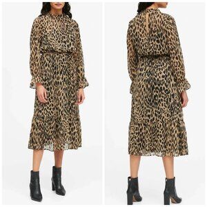 Banana Republic Sheer Leopard Print Midi Dress Without Slip Size 4